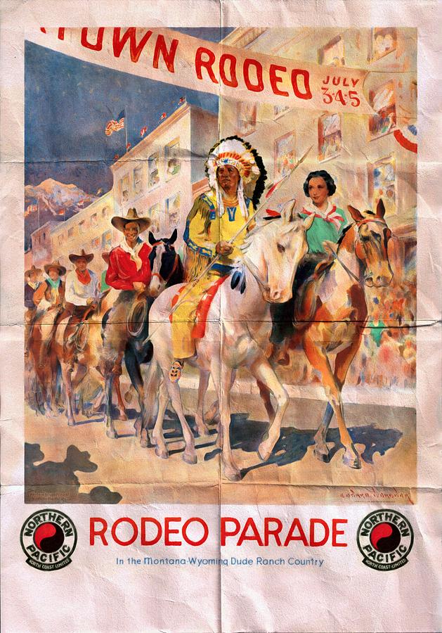 Rodeo Parade - Vintage Poster Folded Mixed Media by Vintage Advertising ...