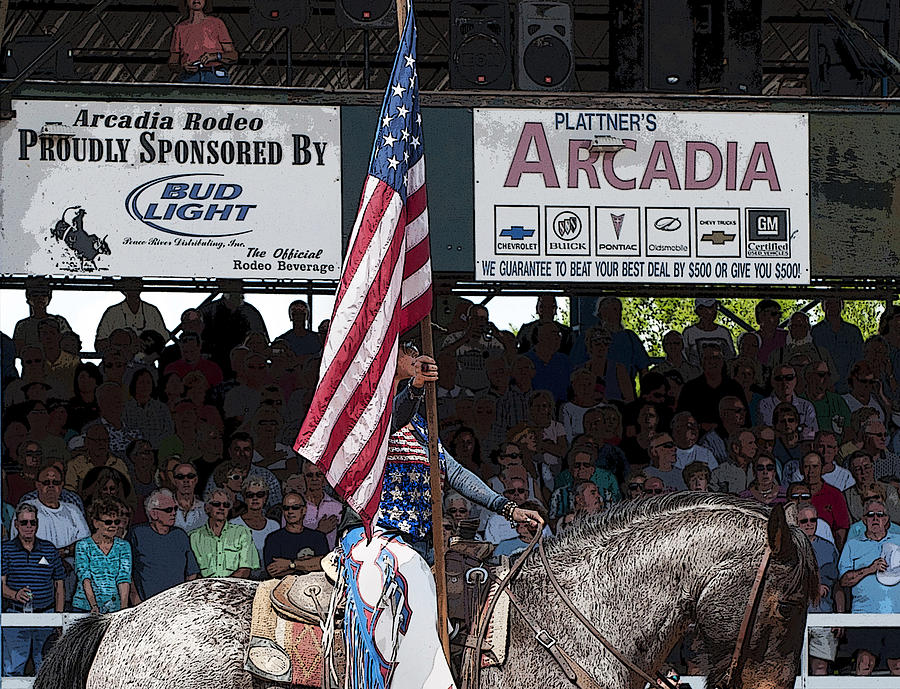 Rodeo Presentation Of The American Flag Photograph