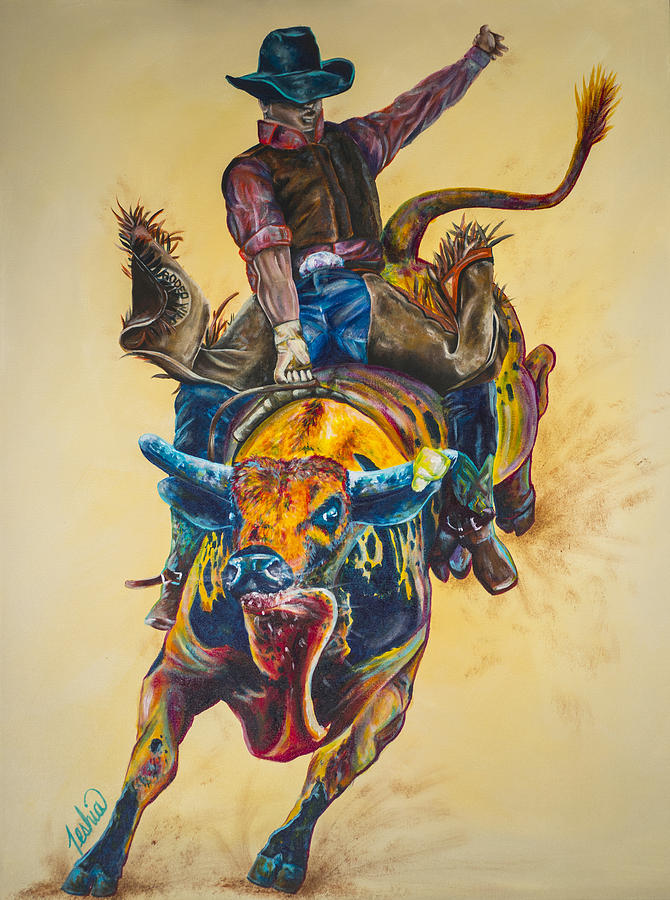 Rodeo Wild Painting by Teshia Art