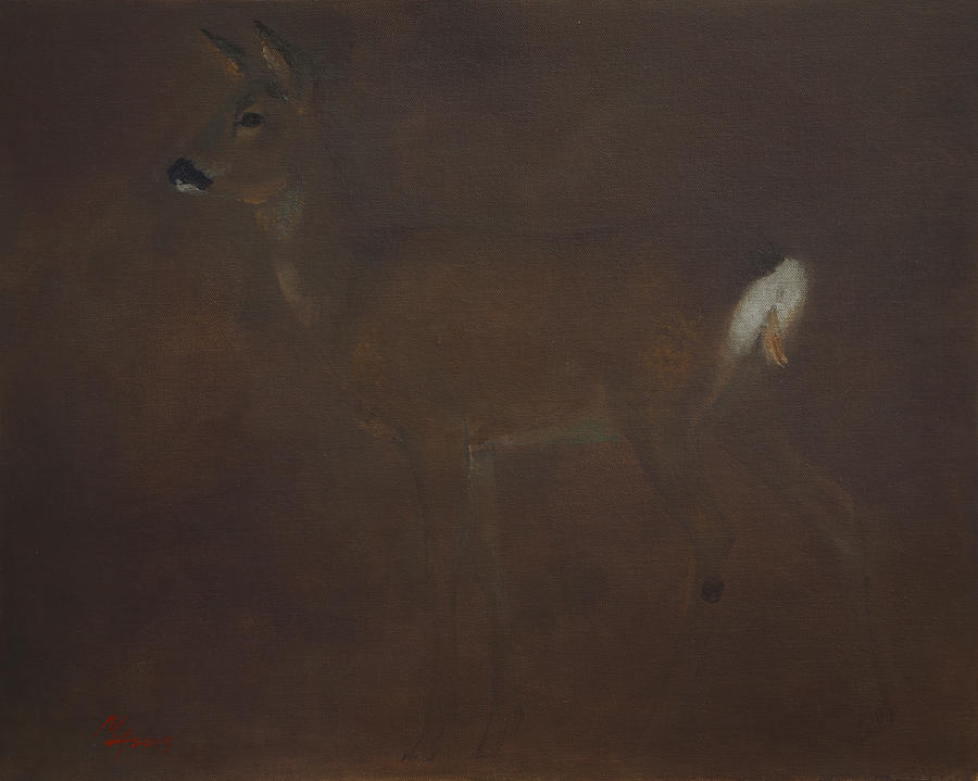 Roe Deer Painting by Attila Meszlenyi