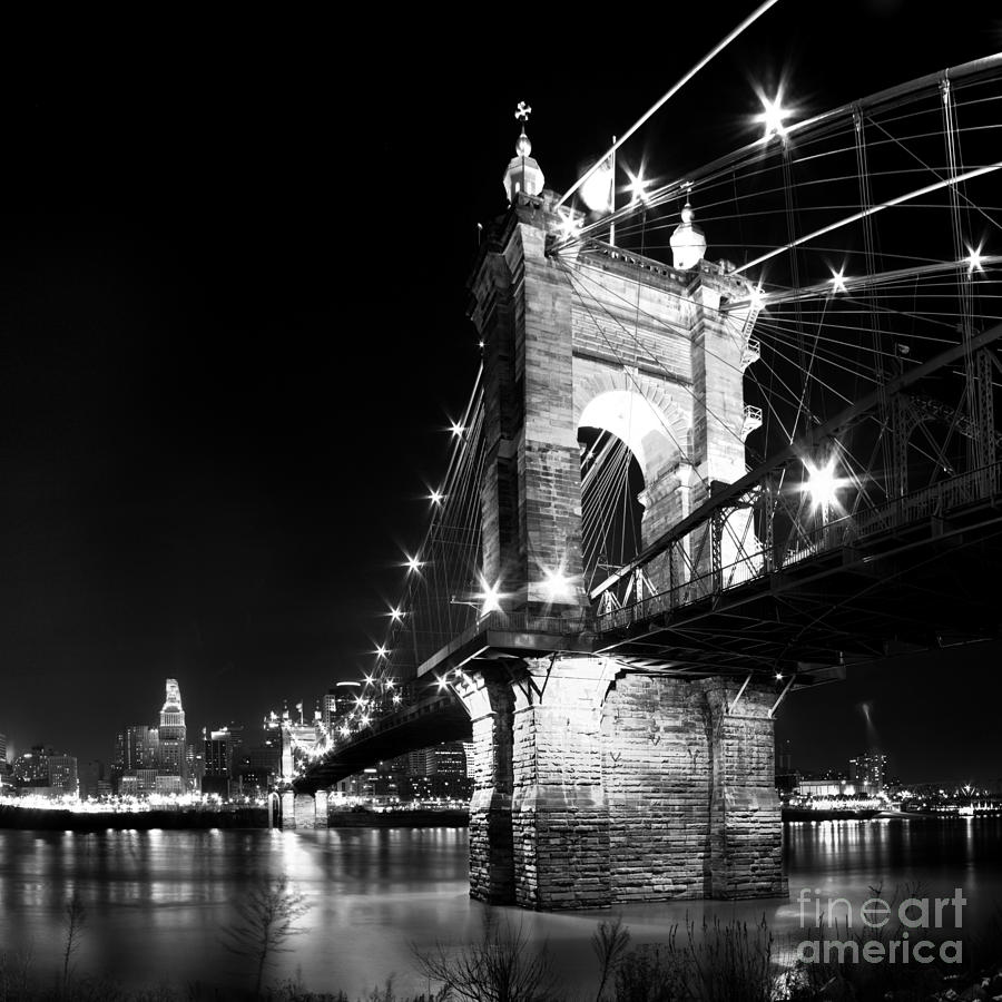 Black And White Photograph - Roebling Bridge by Twenty Two North Photography