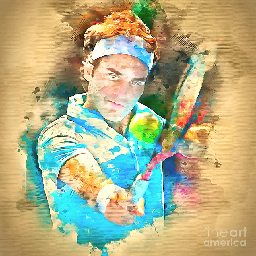 Roger Federer Watercolor I Photograph