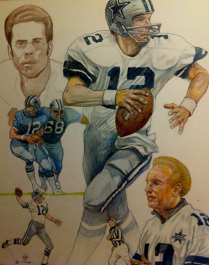 Roger Staubach Montage Drawing