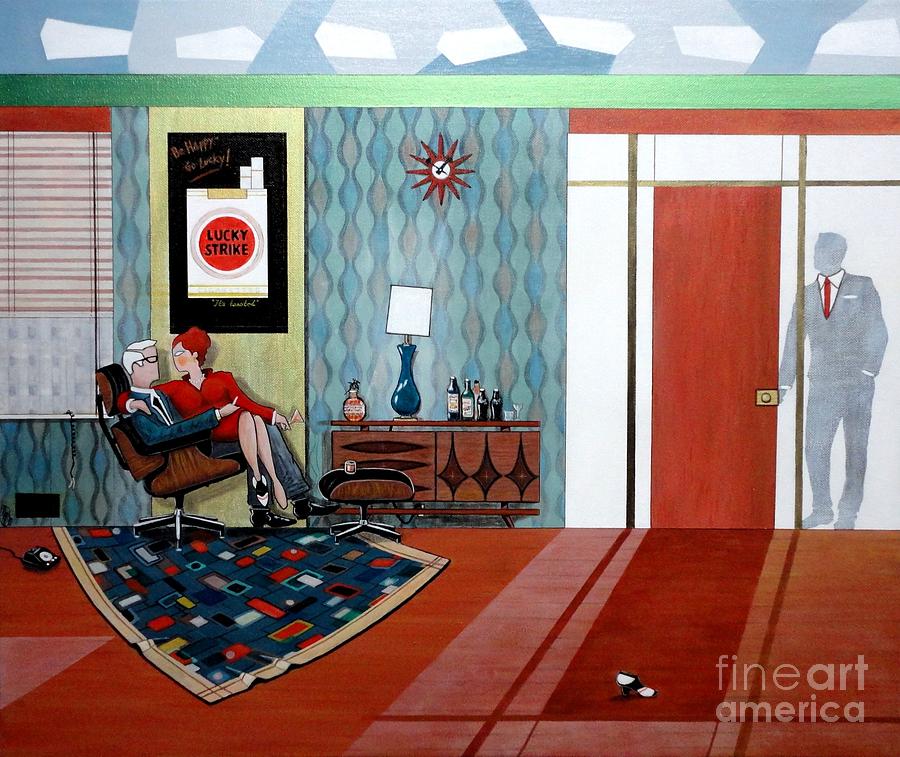 Abstract Painting - Roger Sterling and Joan Sitting in an Eames by John Lyes