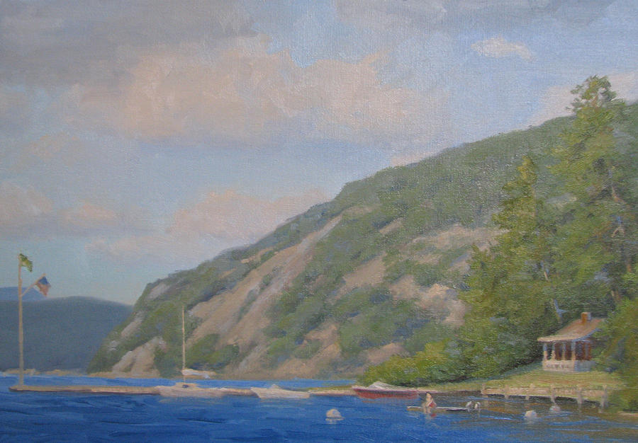 Lake George Painting - Rogers Rock and Club by Marianne Kuhn