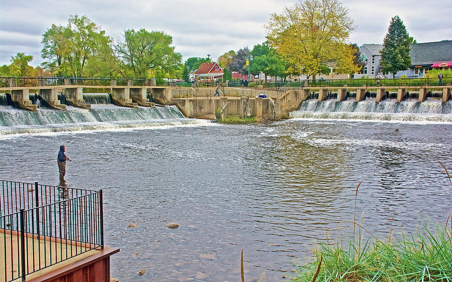 Rogue River Dam in Rockford, Michigan Photograph by Ruth Hager