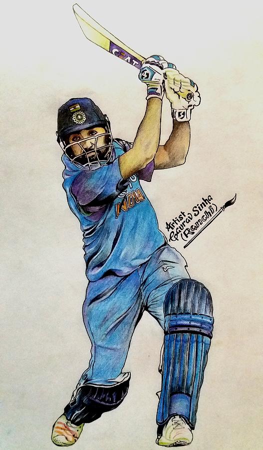 Sketch of rohit sharma. Indian cricket team captain | Cricket team,  Captain, Cricket
