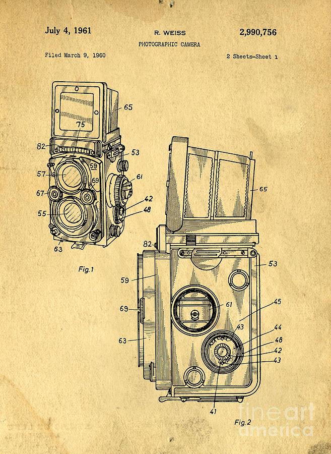 Rolleiflex medium format twin lens reflex TLR patent Digital Art by Edward Fielding