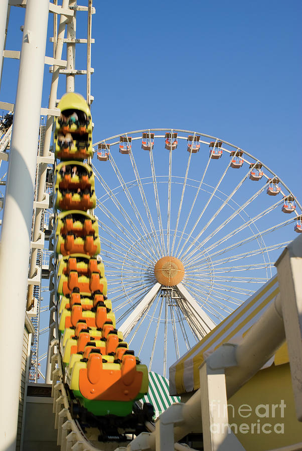 Roller Coaster and Ferris Wheel Photograph by Anthony Totah