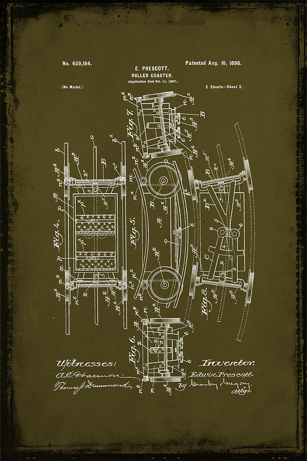 Leonardo Da Vinci Mixed Media - Roller Coaster Patent Drawing 1d by Brian Reaves