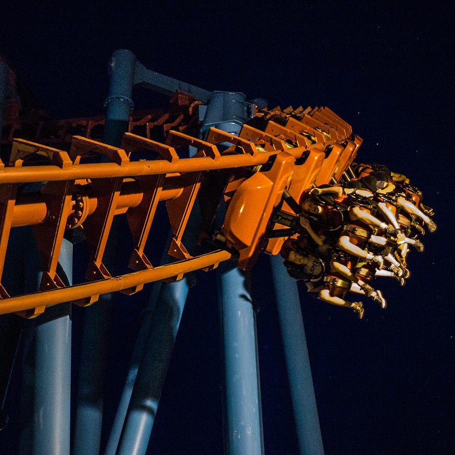Roller Coaster Ride at Night Mixed Media by Robert Zeigler