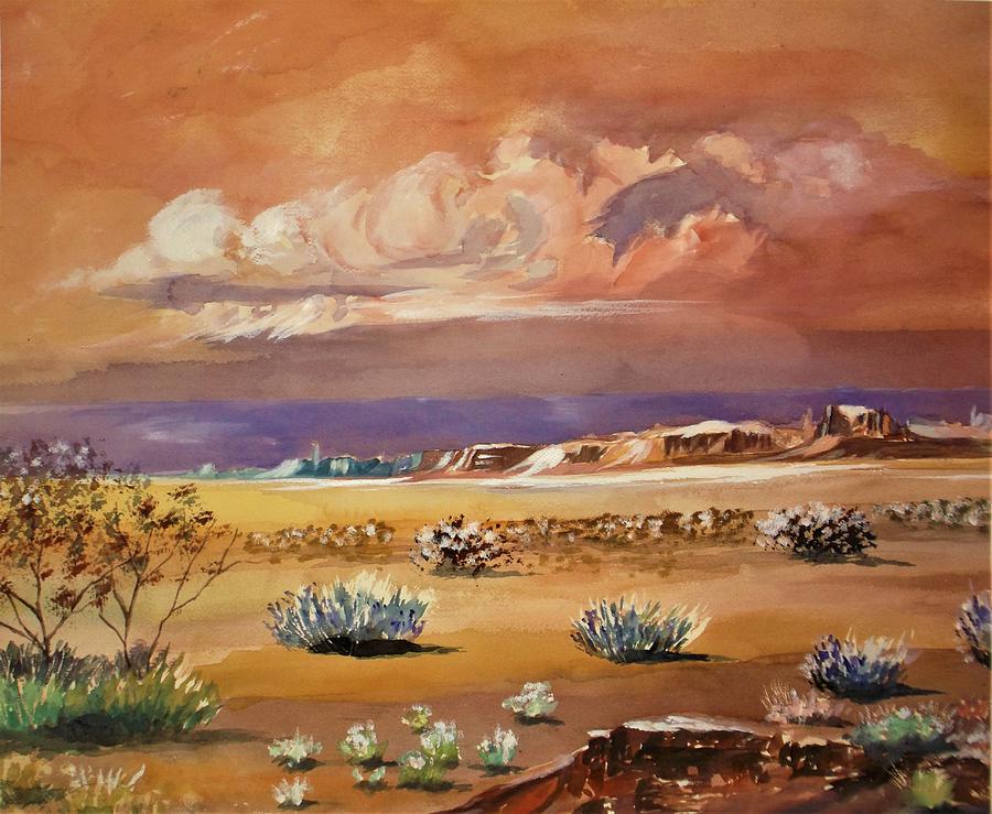 Rolling Cloud Cluster Approaching  Desert Storm Painting by Al Brown