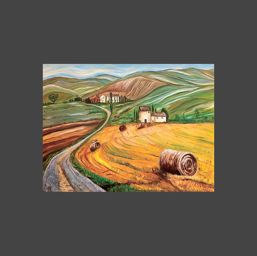 Landscape Painting - Rolling Fields of Tuscany by Anupama Arora Mallik