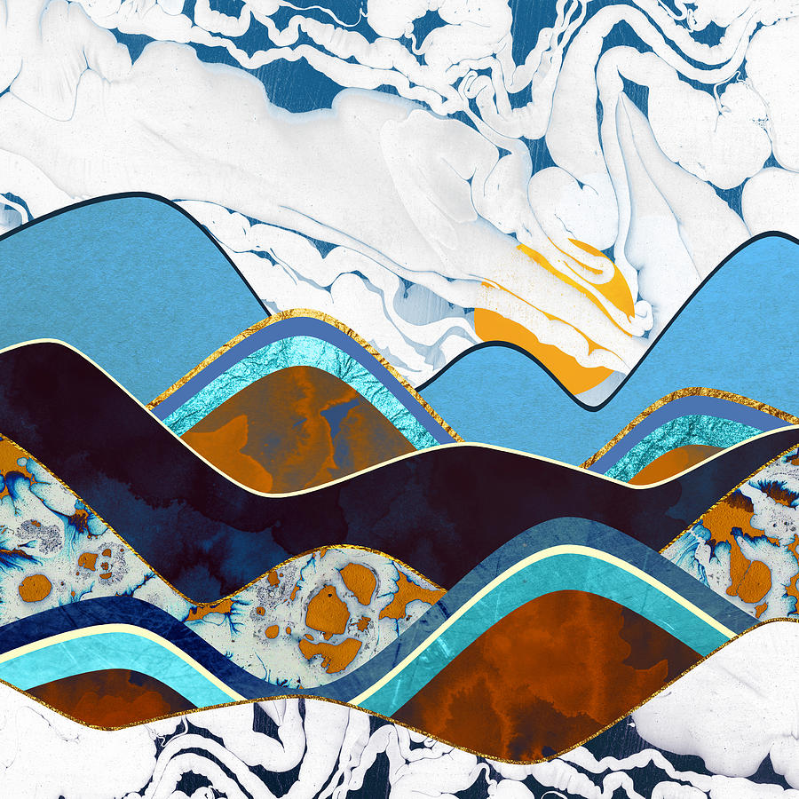 Mountain Digital Art - Rolling Hills by Spacefrog Designs