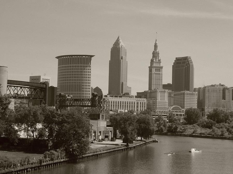 Rolling On The River Sepia Cleveland Oh Photograph