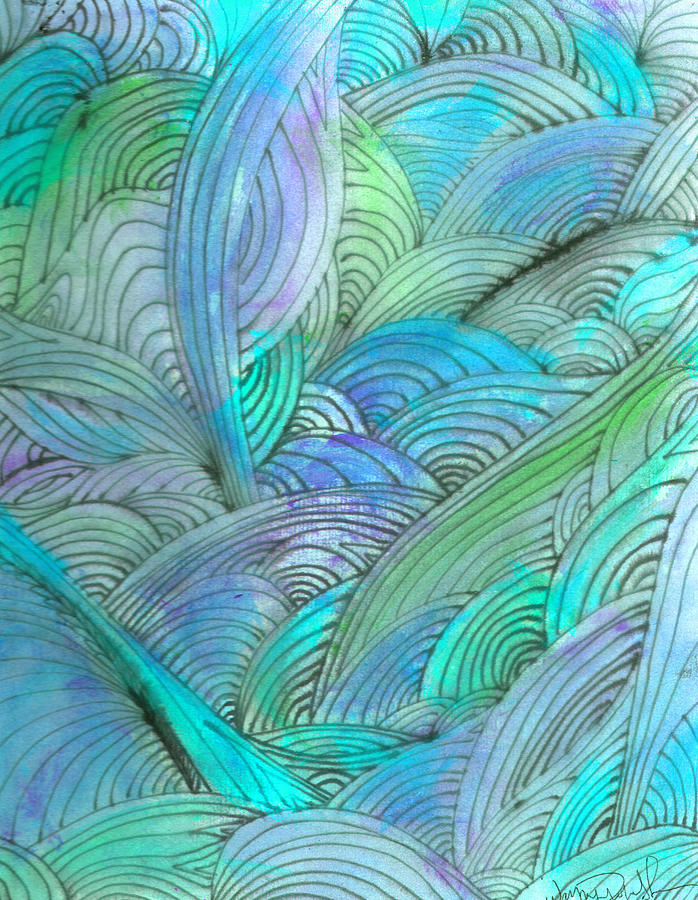 Rolling Patterns in Teal Painting by Wayne Potrafka