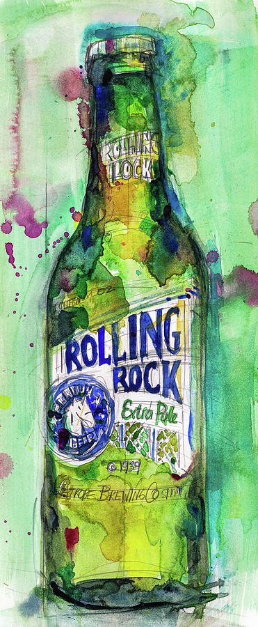 Beer Painting - Rolling Rock Extra Pale by Dorrie Rifkin
