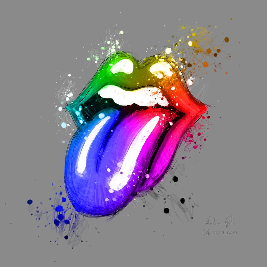 Rolling Stones Lips Rainbow 1 Digital Art By Andrea Gatti