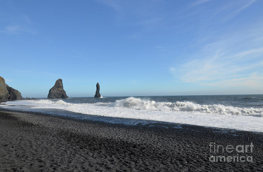 Rolling Waves and Sea Stacks on the Black Sand Beaches of Vik Ic Photograph by DejaVu Designs