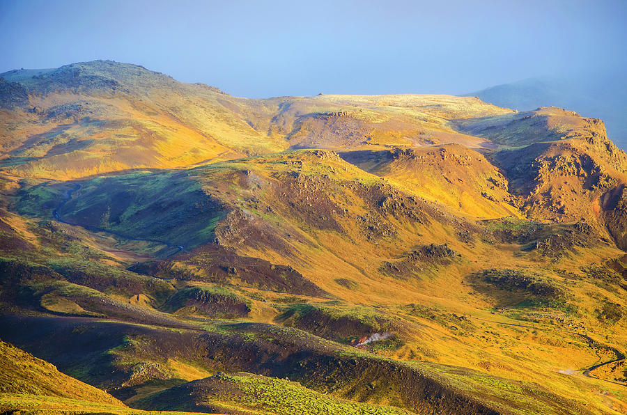 Rolling Yellow Hills - Iceland Photograph by Deborah Smolinske