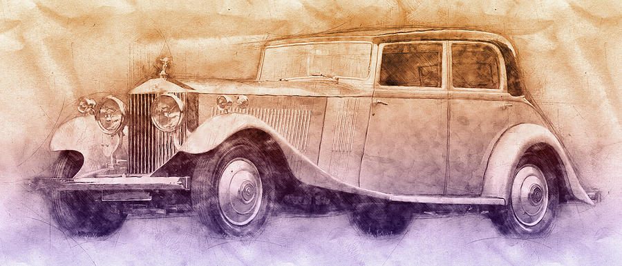 Rolls-Royce Phantom 2 - Luxury Car - 1925 - Automotive Art - Car Posters Mixed Media by Studio Grafiikka