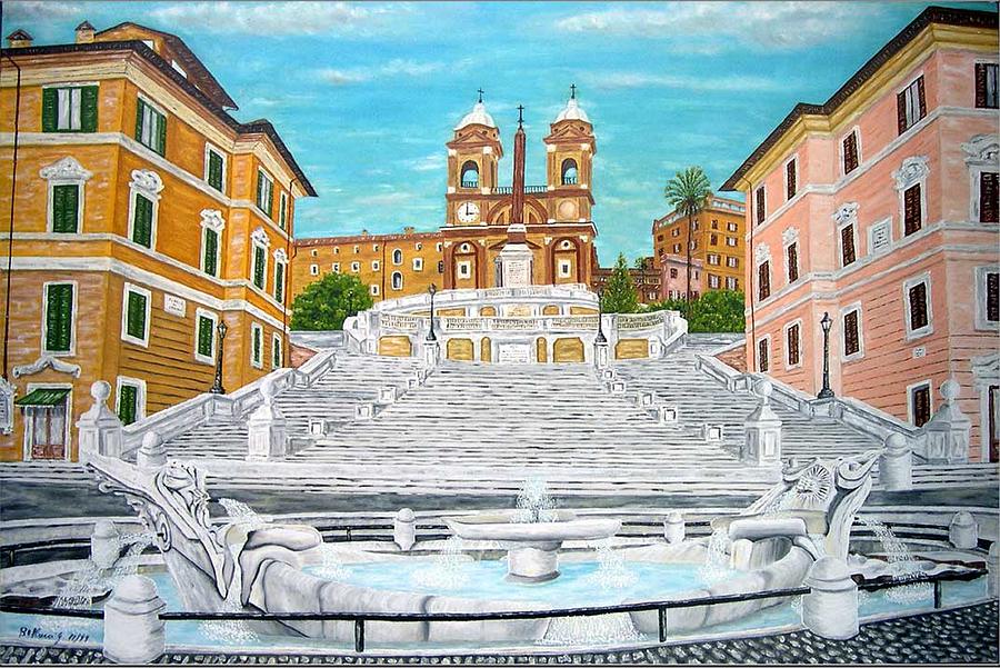 ROMA-Piazza di Spagna 13-1999 Painting by Bellucci Giuseppe