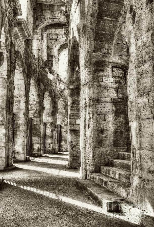 Architecture Photograph - Roman Arena At Arles Sepia Tone by Mel Steinhauer
