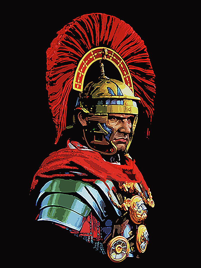 Roman Centurion Portrait Painting by AM FineArtPrints