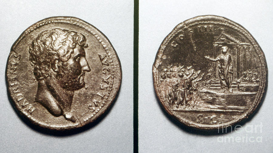 Roman Coin, Hadrian Photograph by Granger