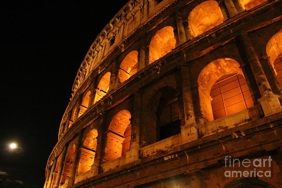 Roman Colosseum with the Moon Photograph by Marina McLain