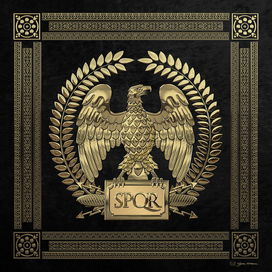 Roman Empire - Gold Imperial Eagle over Black Velvet Digital Art by Serge Averbukh