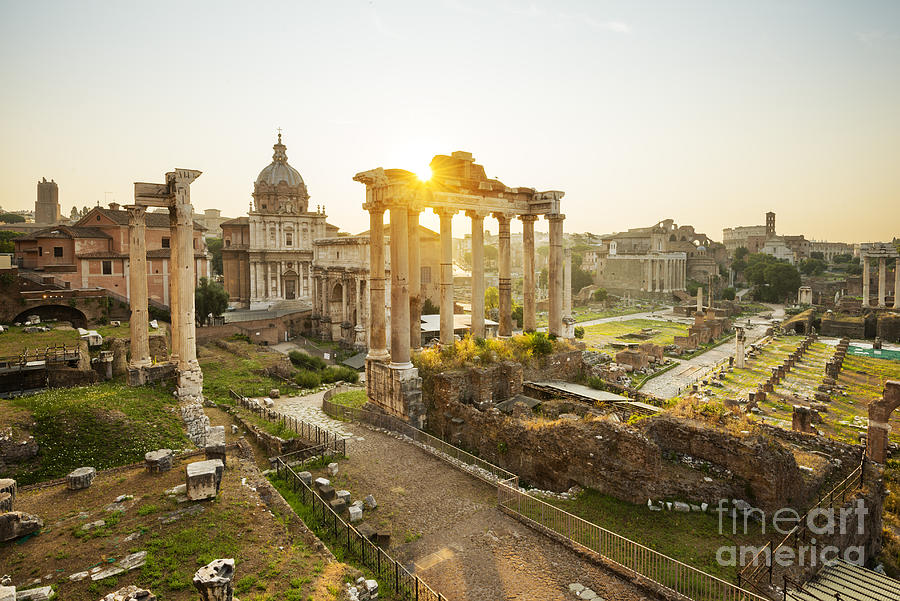 Architecture Photograph - Roman Forum at sunrise, Rome, Italy by Justin Foulkes