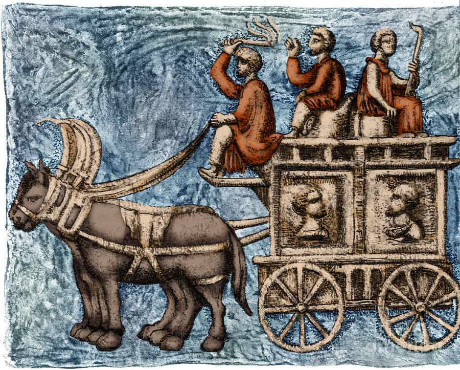 Roman Four-wheeled Traveling Wagon Photograph by Science Source