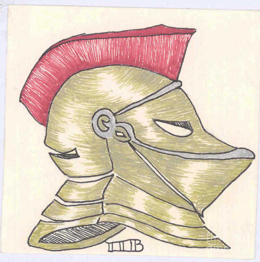 Roman Helmet Drawing by Lenora Brown