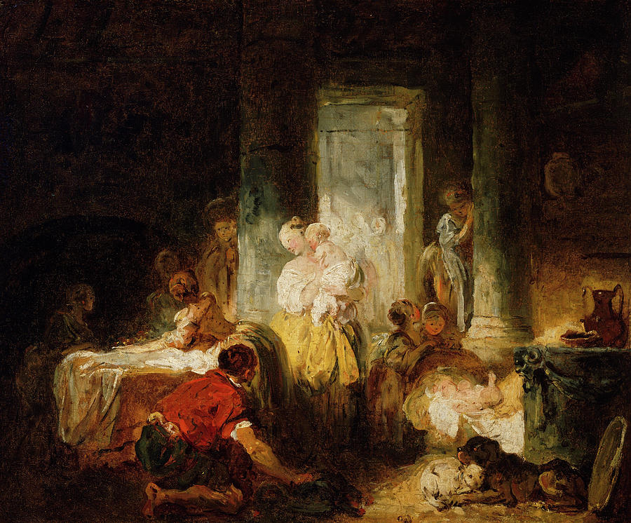 Jean Honore Fragonard Painting - Roman Interior by Jean-Honore Fragonard