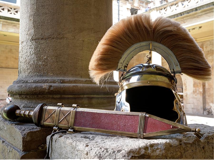 Roman Legionary Helmet and Sword Photograph by Doug Matthews