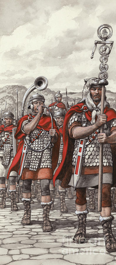 Music Painting - Roman legions marching behind their standard by Pat Nicolle