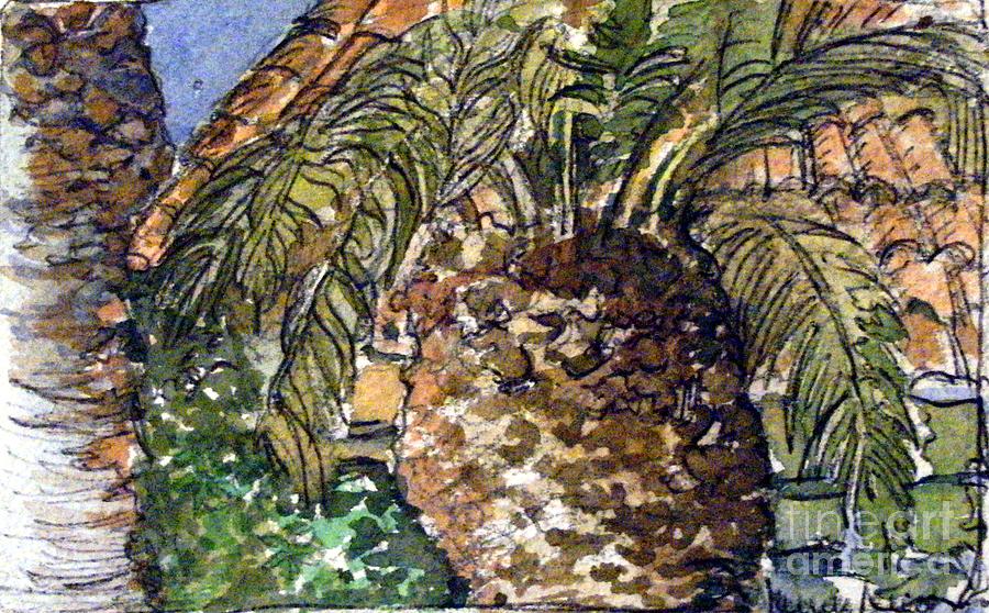Roman Palm Tree outside the Catacombs Painting by Mindy Newman