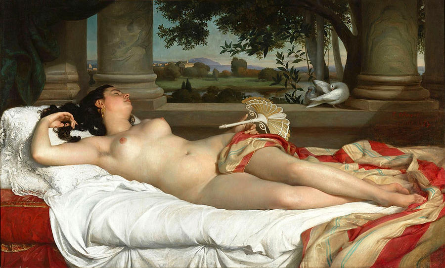 Nude Girl Painting - Roman Sleeping Woman by Felix-Auguste Clement.