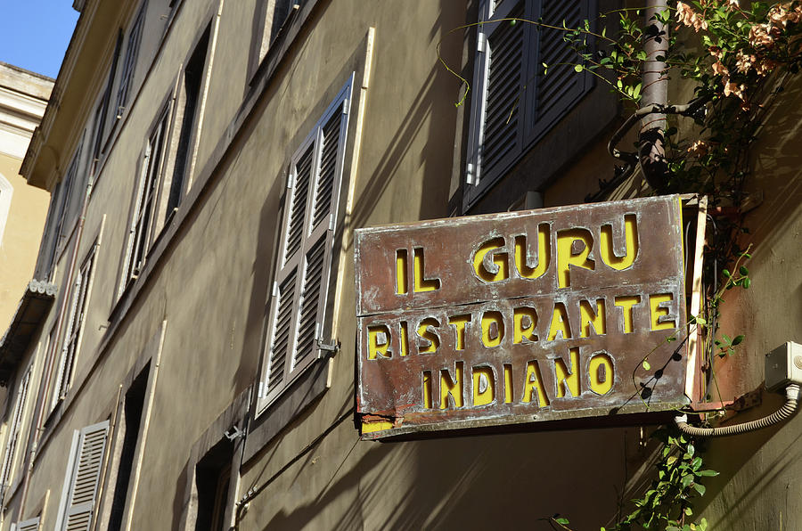 Roman Urban Street Scene with Indian Restaurant Sign Photograph by Shawn OBrien