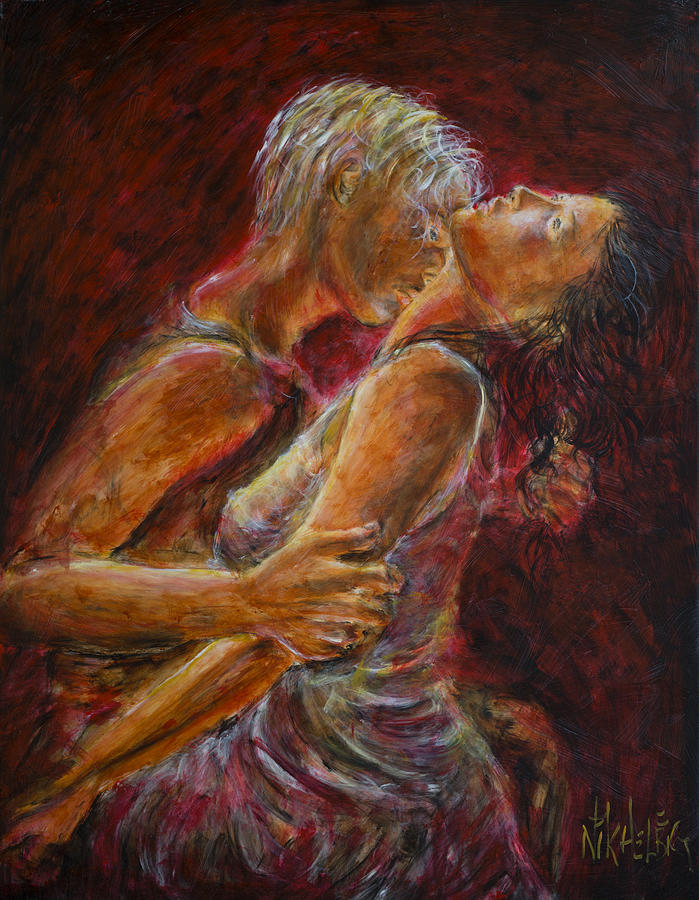 Romance in Red Lovers Painting by Nik Helbig