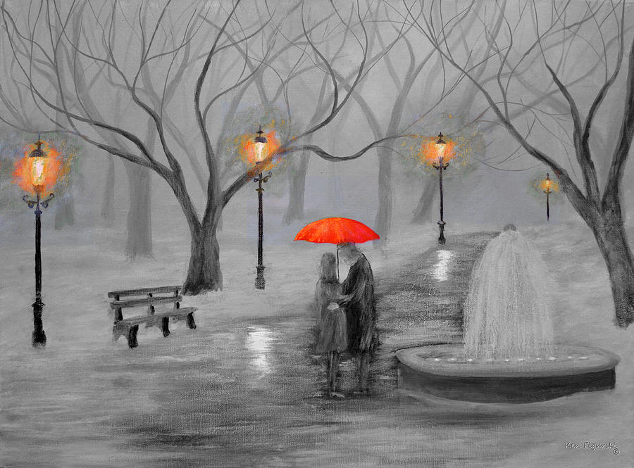 Winter Painting - Romance In The Park Color Pop by Ken Figurski