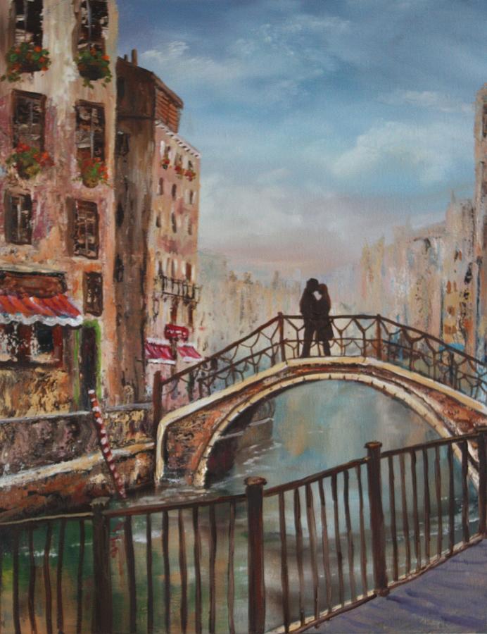 Bridge Painting - Romance in Venice by Jean Walker