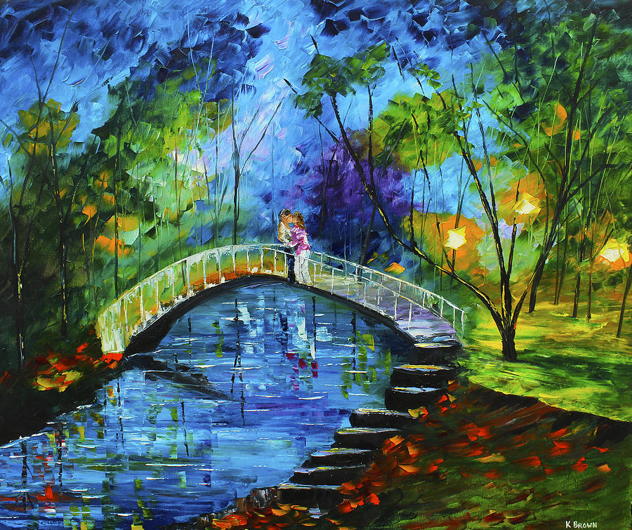 Romance on the Bridge Painting by Kevin  Brown
