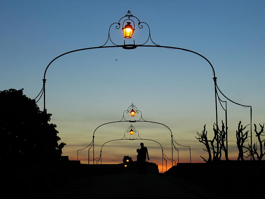 Romance on the Old Lantern Bridge Photograph by Menega Sabidussi
