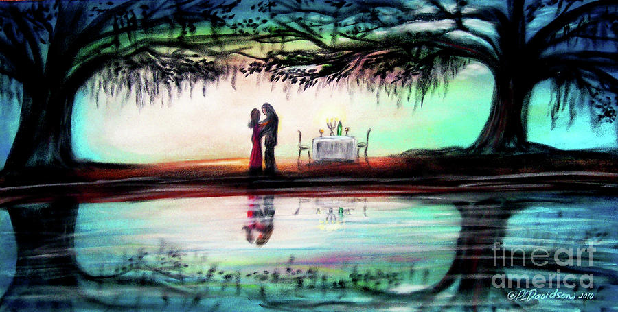 Sunset Painting - Romance Under The Oaks by Pat Davidson