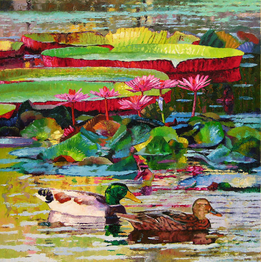 Romancing Among the Lilies Painting by John Lautermilch