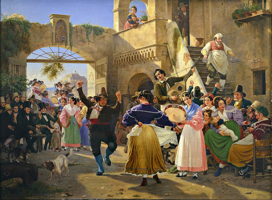 Romans gathered for Merriment at an Osteria Painting by Wilhelm Marstrand