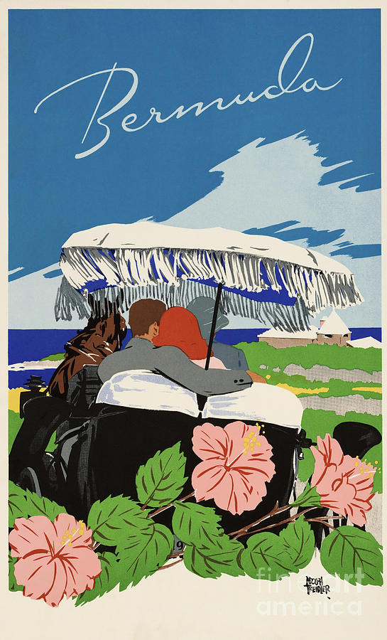 Romantic Bermuda travel Drawing by Heidi De Leeuw