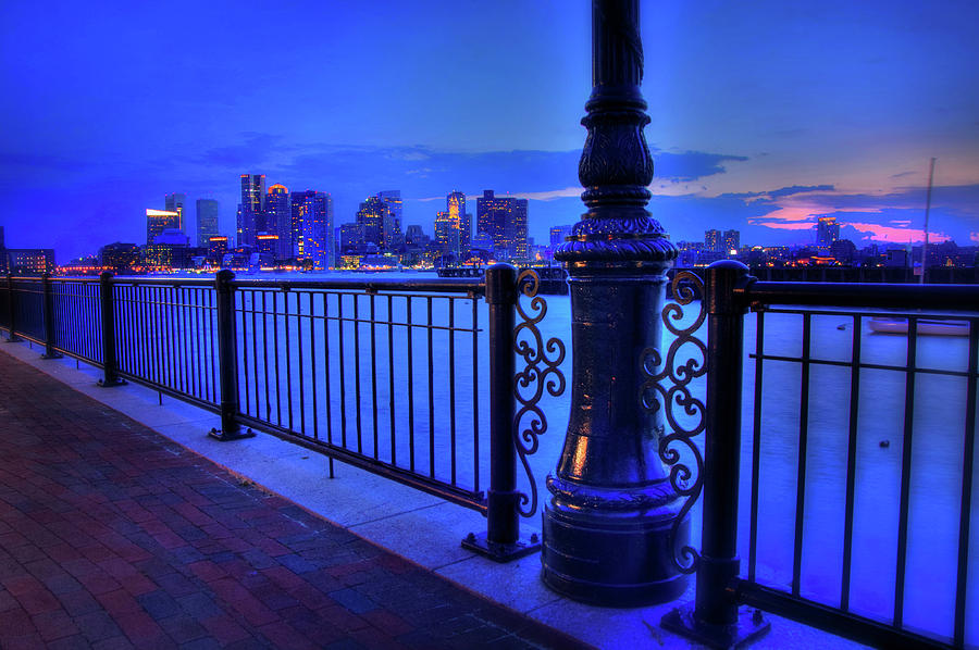 Romantic Boston - Boston Skyline at Night Photograph by Joann Vitali